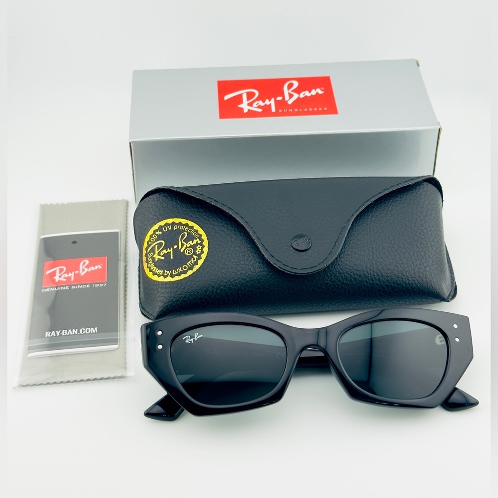 Ray-Ban Zena Bio Based Sunglasses RB4430 Polished black Frame Dark Gray Lenses - Picture 16 of 16
